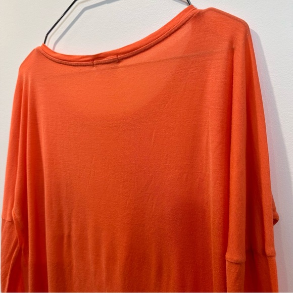 LA Made Long Sleeve Modal Drop Shoulder Top / Coral / S - Picture 8 of 10